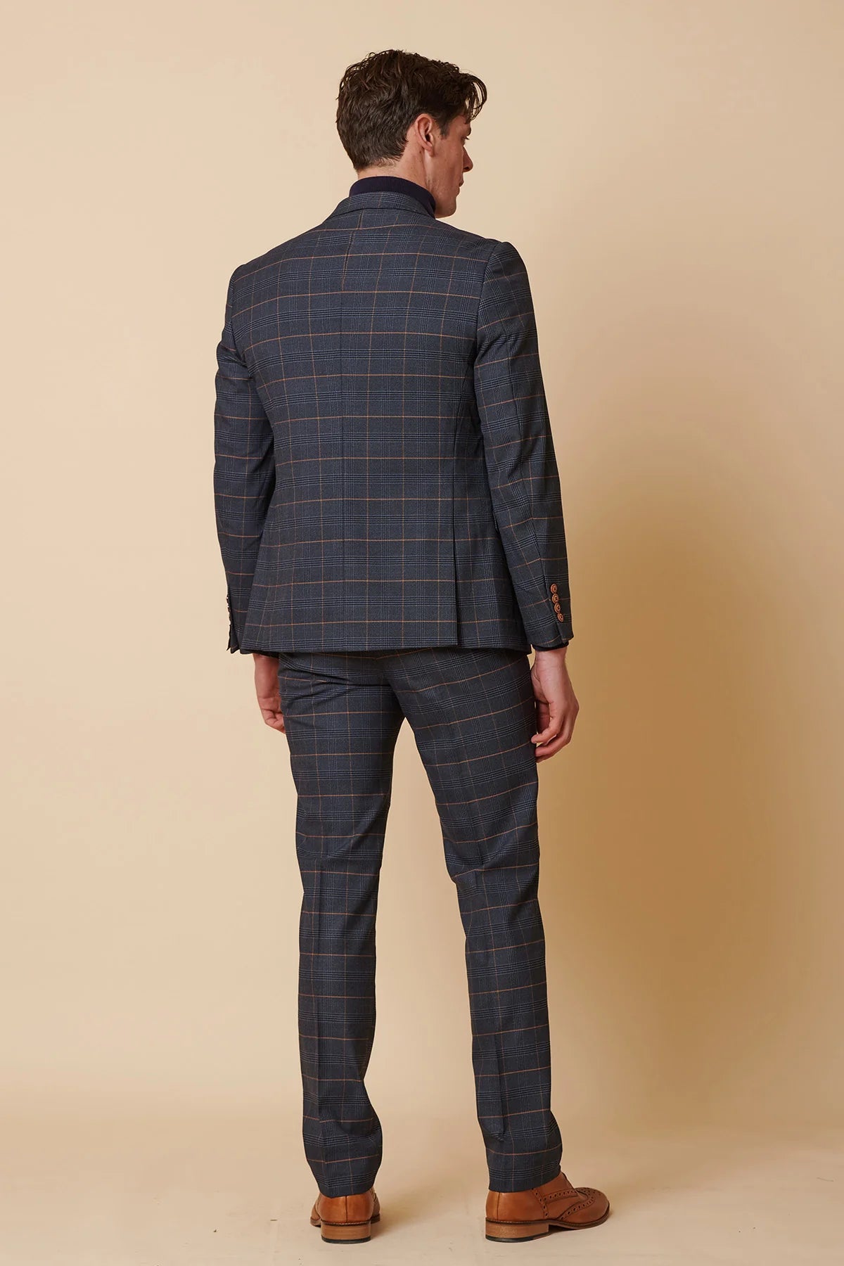 MARC DARCY Jenson Two Piece Suit - Marine Navy Check