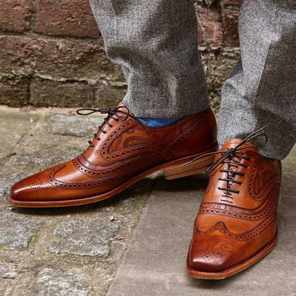 BARKER McClean Shoes - Antique Rosewood Calf & Paisley Laser