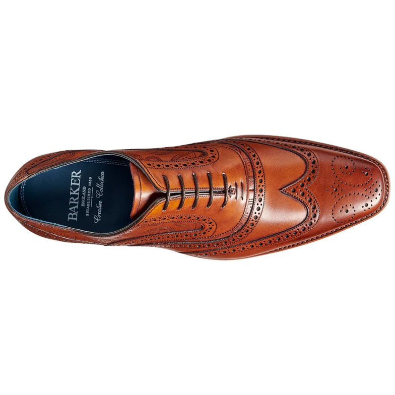 BARKER McClean Shoes - Antique Rosewood Calf & Paisley Laser