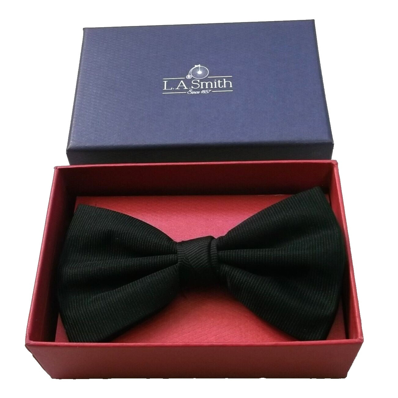 L.A. SMITH Ready Tied Silk Bow Tie - Black