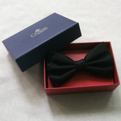 L.A. SMITH Ready Tied Silk Bow Tie - Black