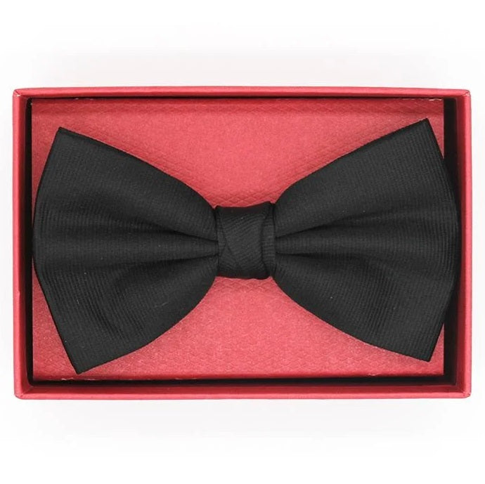 L.A. SMITH Ready Tied Silk Bow Tie - Black