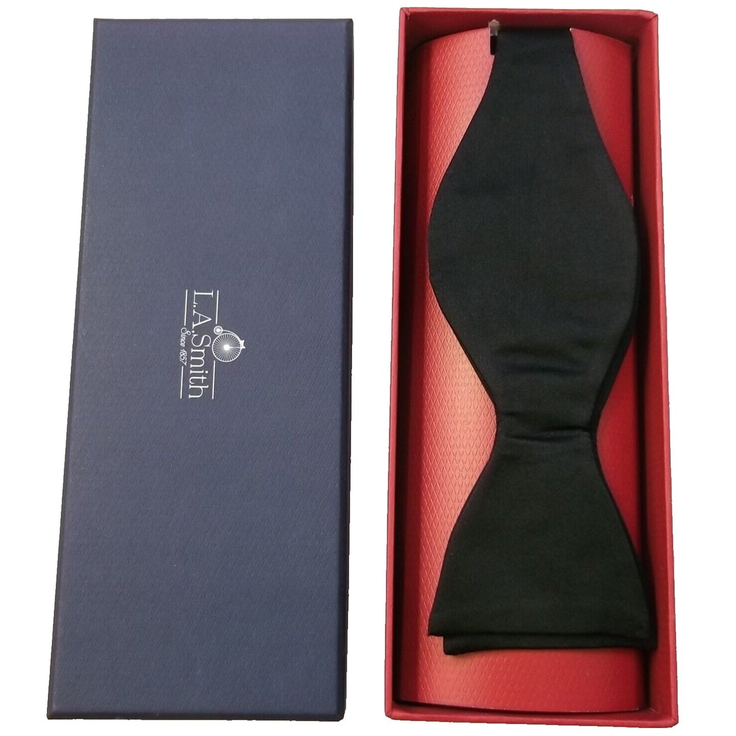 L.A. SMITH Self Tie Silk Satin Bow Tie - Black