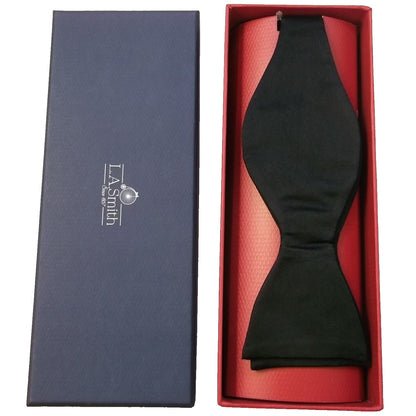 L.A. SMITH Self Tie Silk Satin Bow Tie - Black