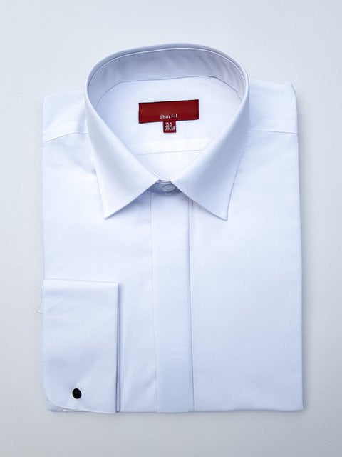 COLIN ROSS Slim-Fit Wedding Shirt - Men's Double Cuff – White