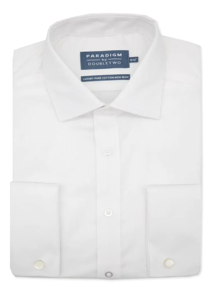 DOUBLE TWO Paradigm Shirt - Pure Cotton Non Iron Double Cuff – White