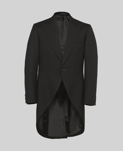 MAGEE Morning Coat Two Piece Suit - Classic Herringbone Tails - Black