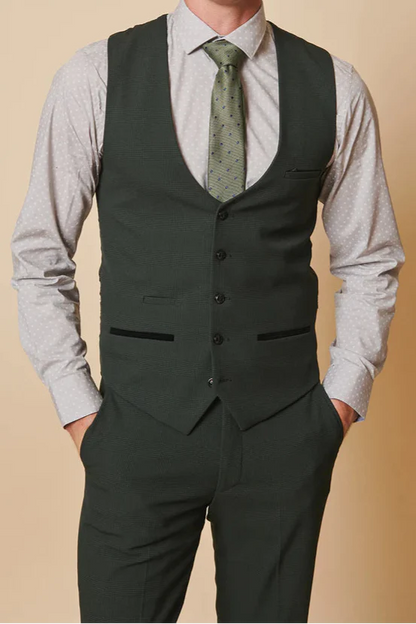 MARC DARCY Bromley Three Piece Suit - Olive Green Check