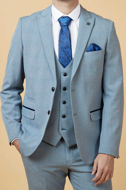 MARC DARCY Bromley Three Piece Suit - Sky Blue Check