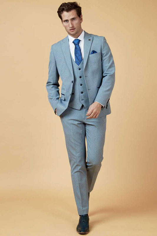 MARC DARCY Bromley Three Piece Suit - Sky Blue Check