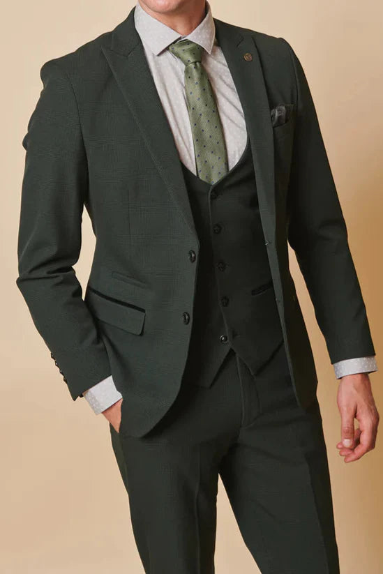 MARC DARCY Bromley Three Piece Suit - Olive Green Check