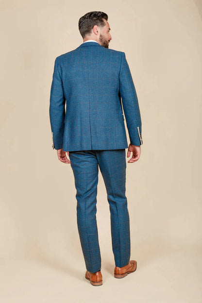 MARC DARCY Dion Two Piece Suit - Blue Tweed Check