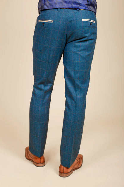 MARC DARCY Dion Three Piece Suit - Blue Tweed Check