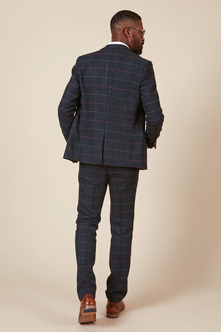 MARC DARCY Eton Three Piece Suit - Navy Blue Check