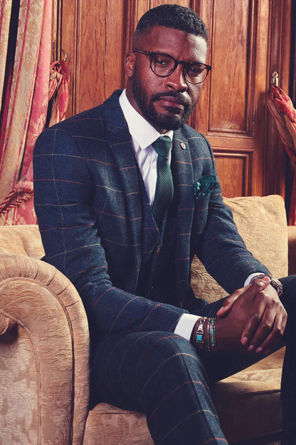 MARC DARCY Eton Two Piece Suit - Navy Blue Check