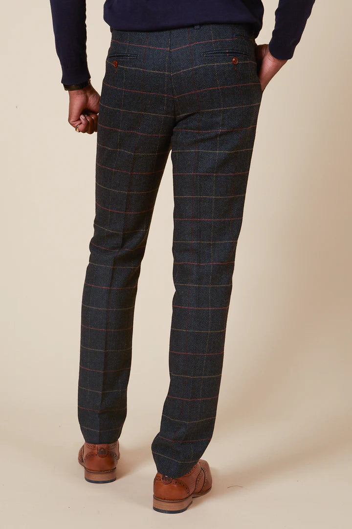 MARC DARCY Eton Three Piece Suit - Navy Blue Check