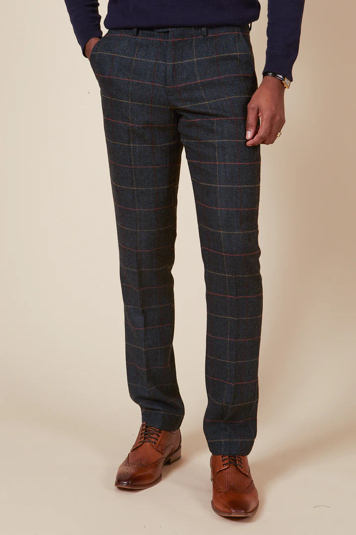 MARC DARCY Eton Three Piece Suit - Navy Blue Check