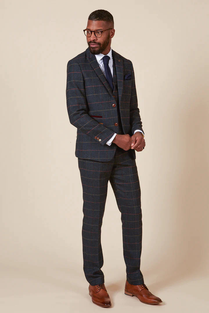 MARC DARCY Eton Two Piece Suit - Navy Blue Check