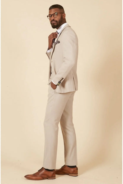 MARC DARCY HM5 Tailored Three Piece Suit - Stone