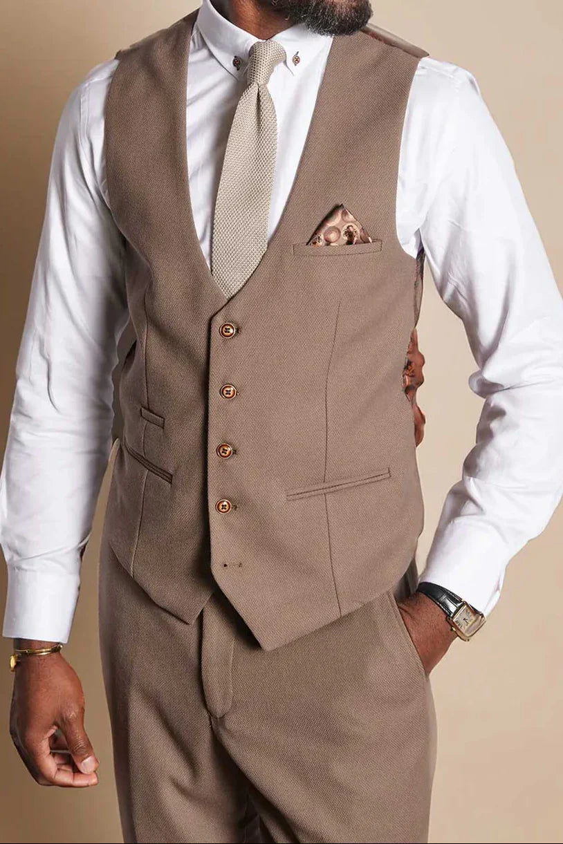 MARC DARCY HM5 Single Breasted Waistcoat - Tan
