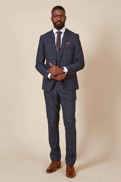 MARC DARCY Jenson Blazer - Marine Navy Check