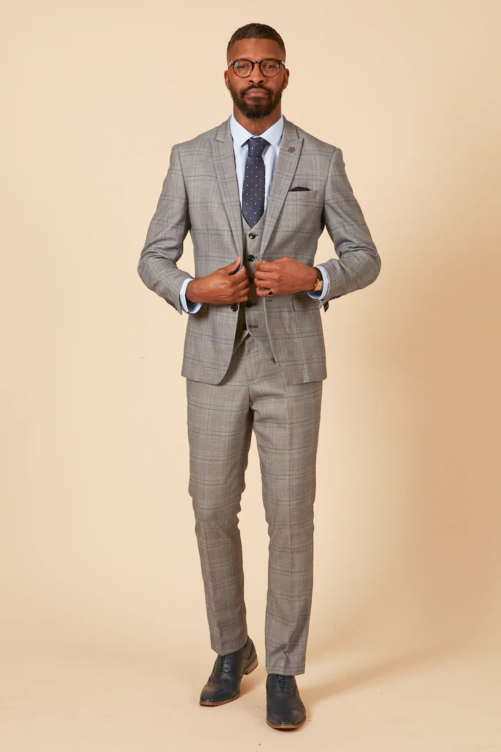 MARC DARCY Jerry Three Piece Suit - Grey Check