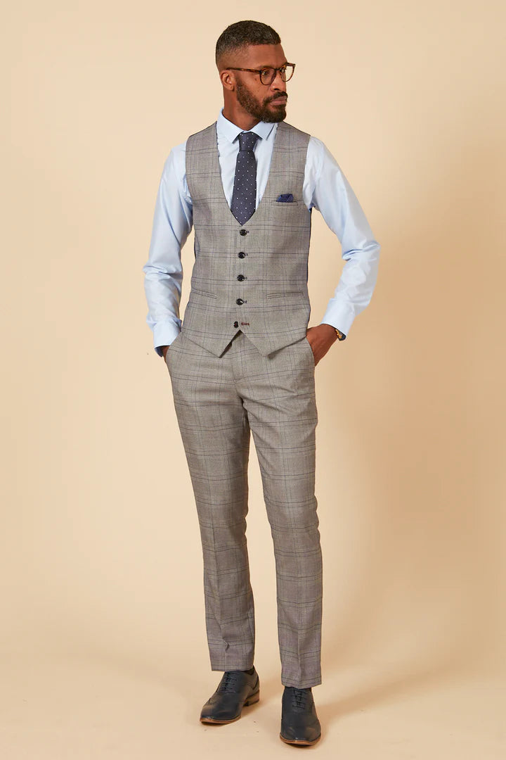 MARC DARCY Jerry Three Piece Suit - Grey Check