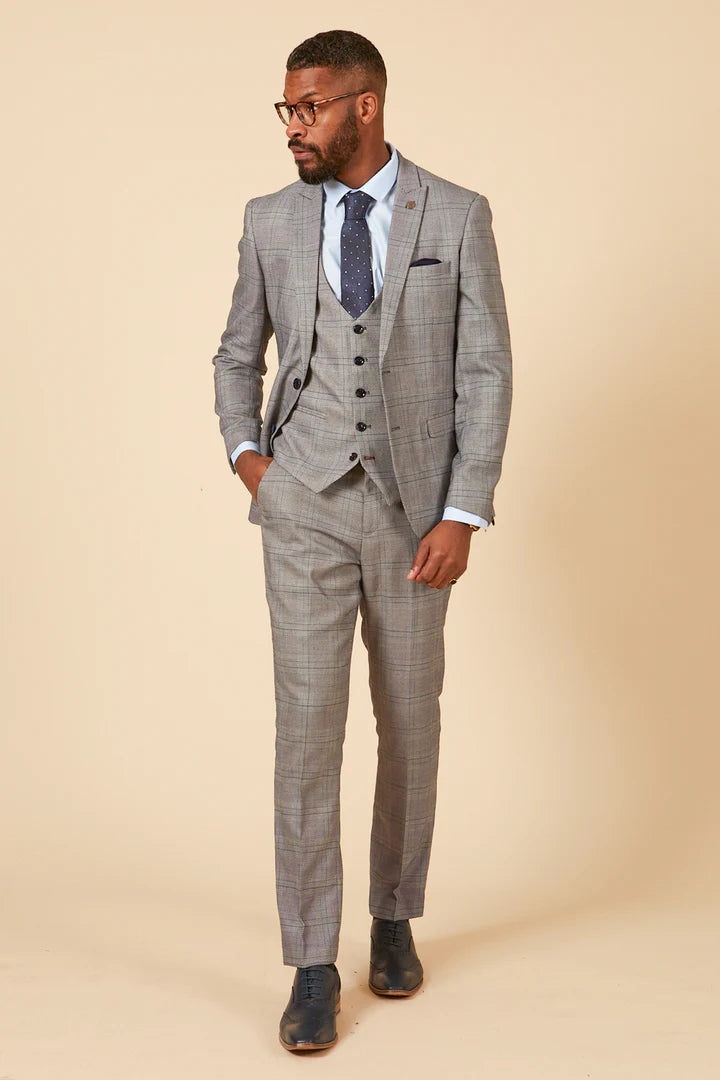 MARC DARCY Jerry Three Piece Suit - Grey Check