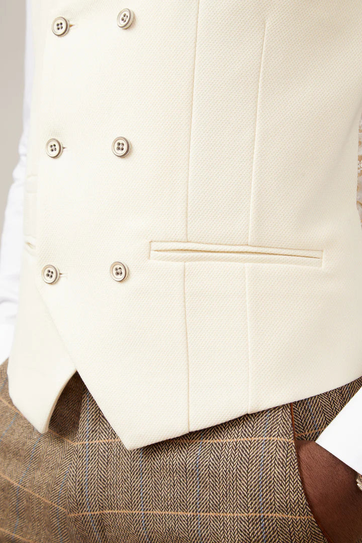 MARC DARCY Kelvin Double Breasted Waistcoat - Cream