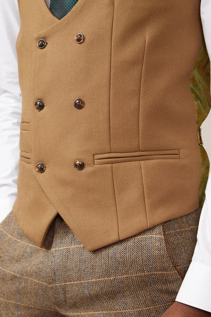 MARC DARCY Kelvin Double Breasted Waistcoat - Oak