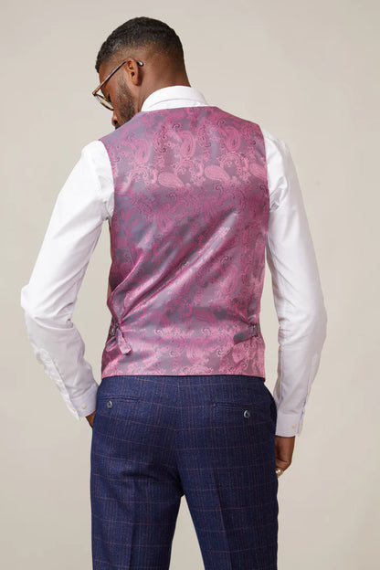 MARC DARCY Kelvin Double Breasted Waistcoat - Pink Blush