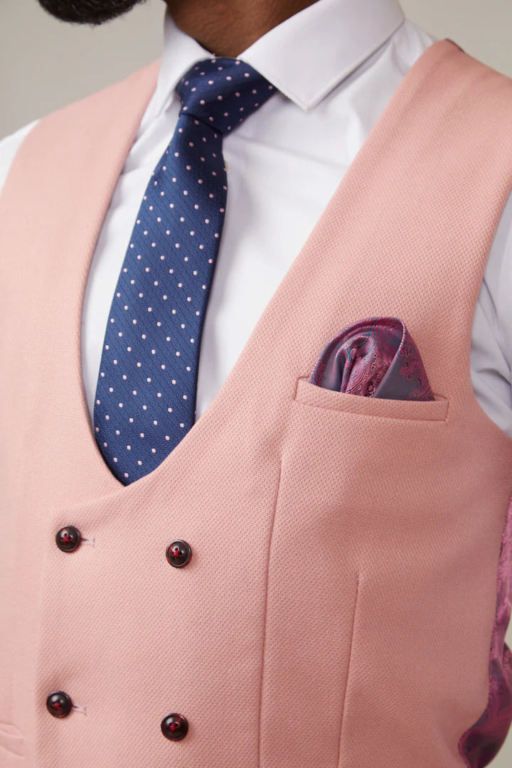 MARC DARCY Kelvin Double Breasted Waistcoat - Pink Blush