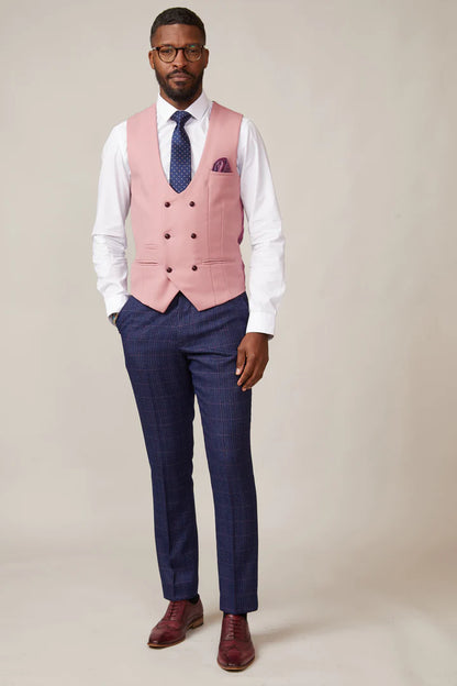 MARC DARCY Kelvin Double Breasted Waistcoat - Pink Blush