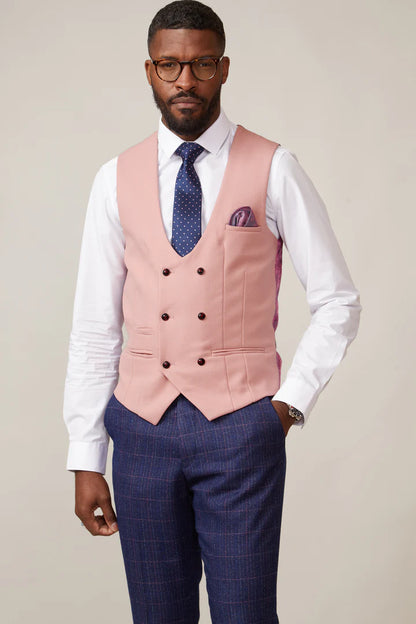 MARC DARCY Kelvin Double Breasted Waistcoat - Pink Blush