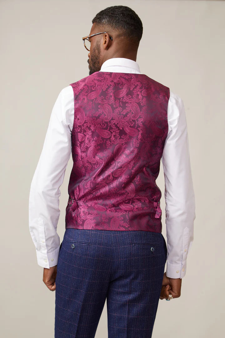 MARC DARCY Kelvin Single Breasted Waistcoat - Berry