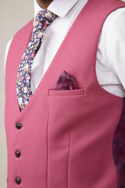 MARC DARCY Kelvin Single Breasted Waistcoat - Berry