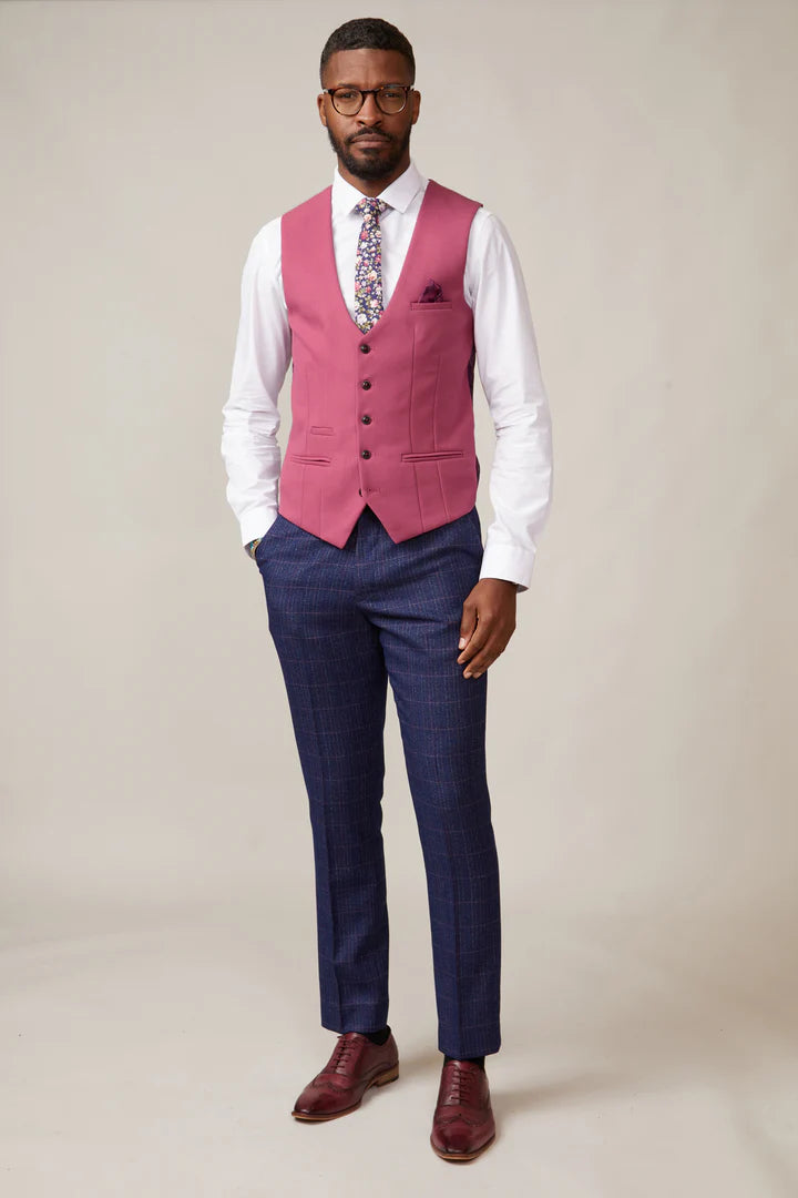 MARC DARCY Kelvin Single Breasted Waistcoat - Berry