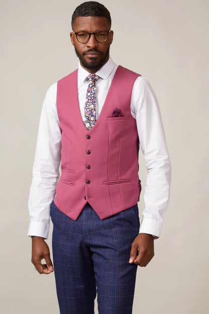 MARC DARCY Kelvin Single Breasted Waistcoat - Berry