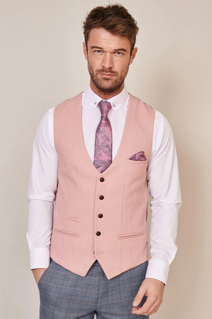 MARC DARCY Kelvin Single Breasted Waistcoat - Pink Blush