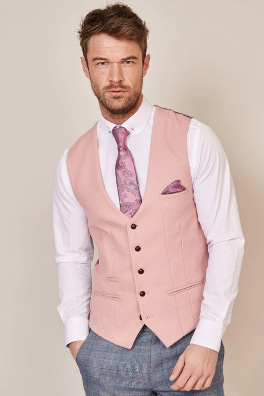 MARC DARCY Kelvin Single Breasted Waistcoat - Pink Blush