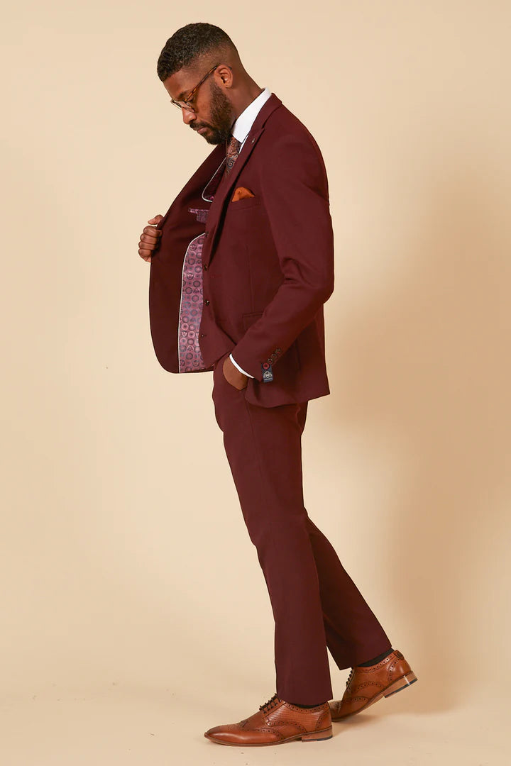 MARC DARCY Max Three Piece Suit - Wine