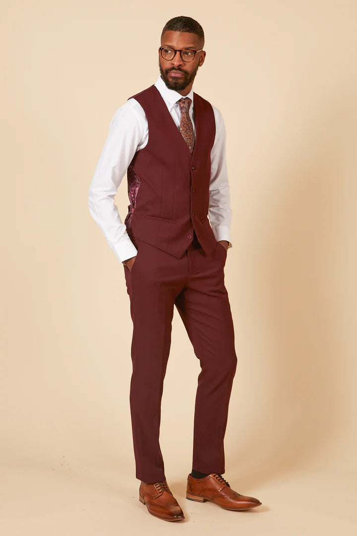 MARC DARCY Max Three Piece Suit - Wine