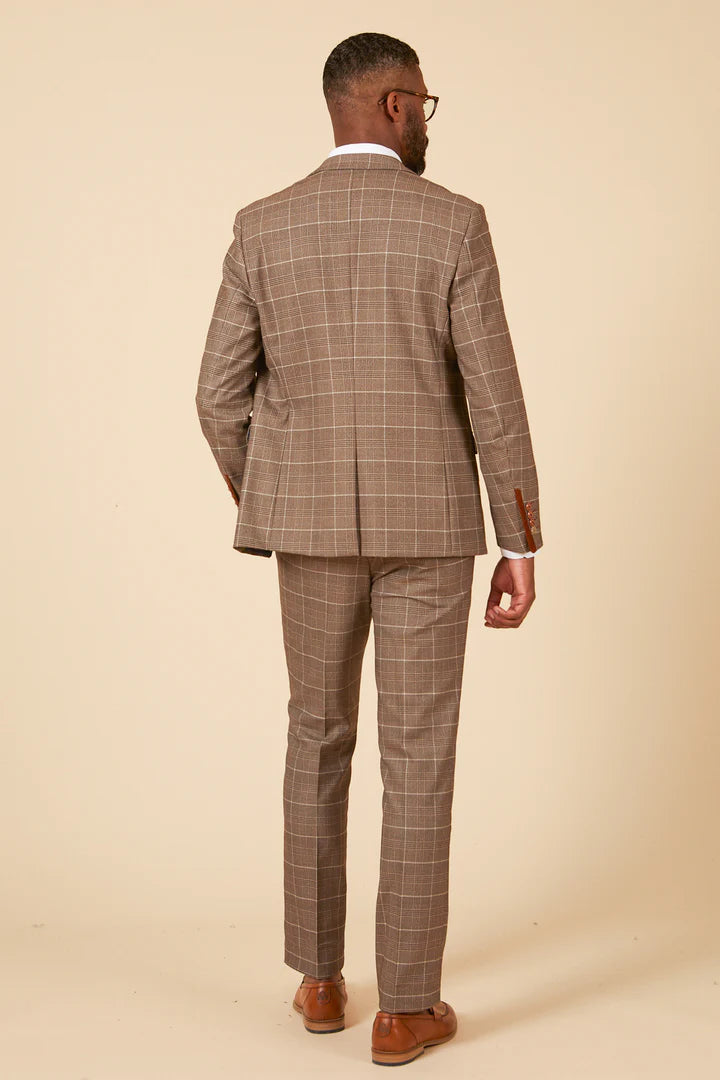 MARC DARCY Ray Three Piece Suit - Tan Check