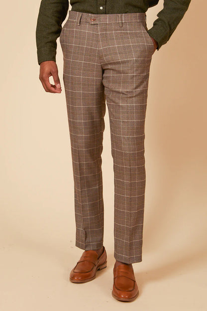 MARC DARCY Ray Three Piece Suit - Tan Check