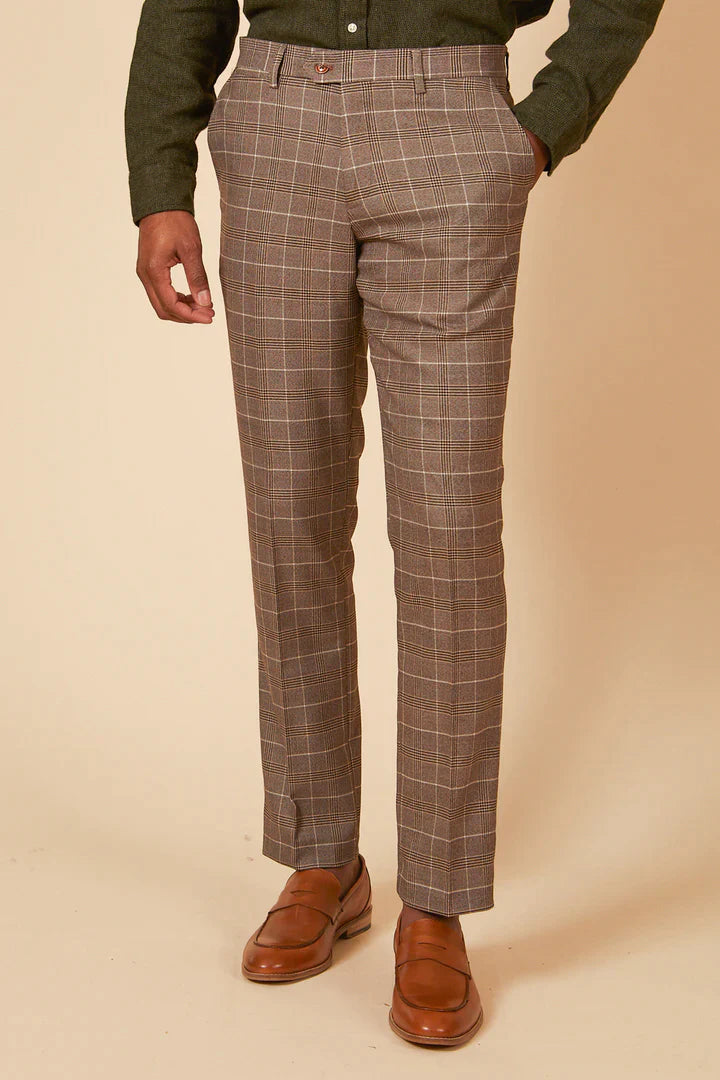 MARC DARCY Ray Two Piece Suit - Tan Check