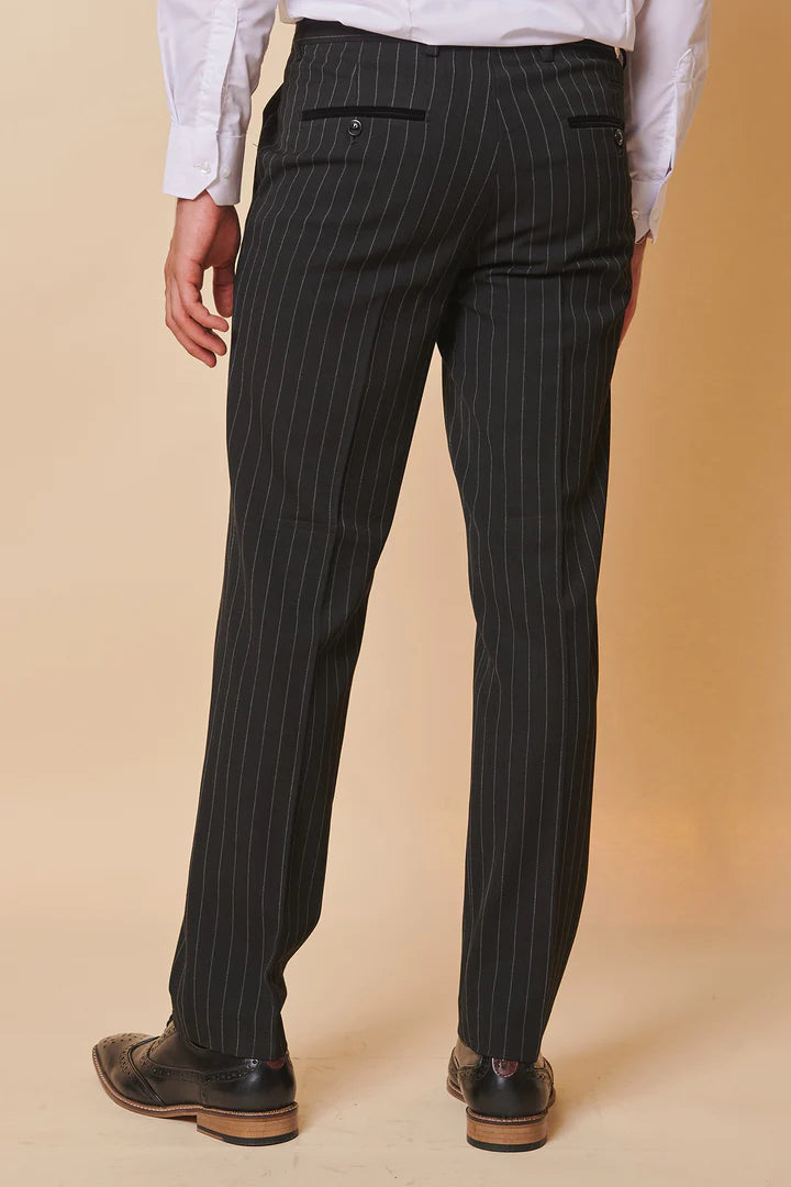 MARC DARCY Rocco Double Breasted Pinstripe Suit - Black