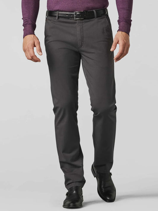 MEYER Roma 316 Luxury Cotton Chino Trousers - Charcoal