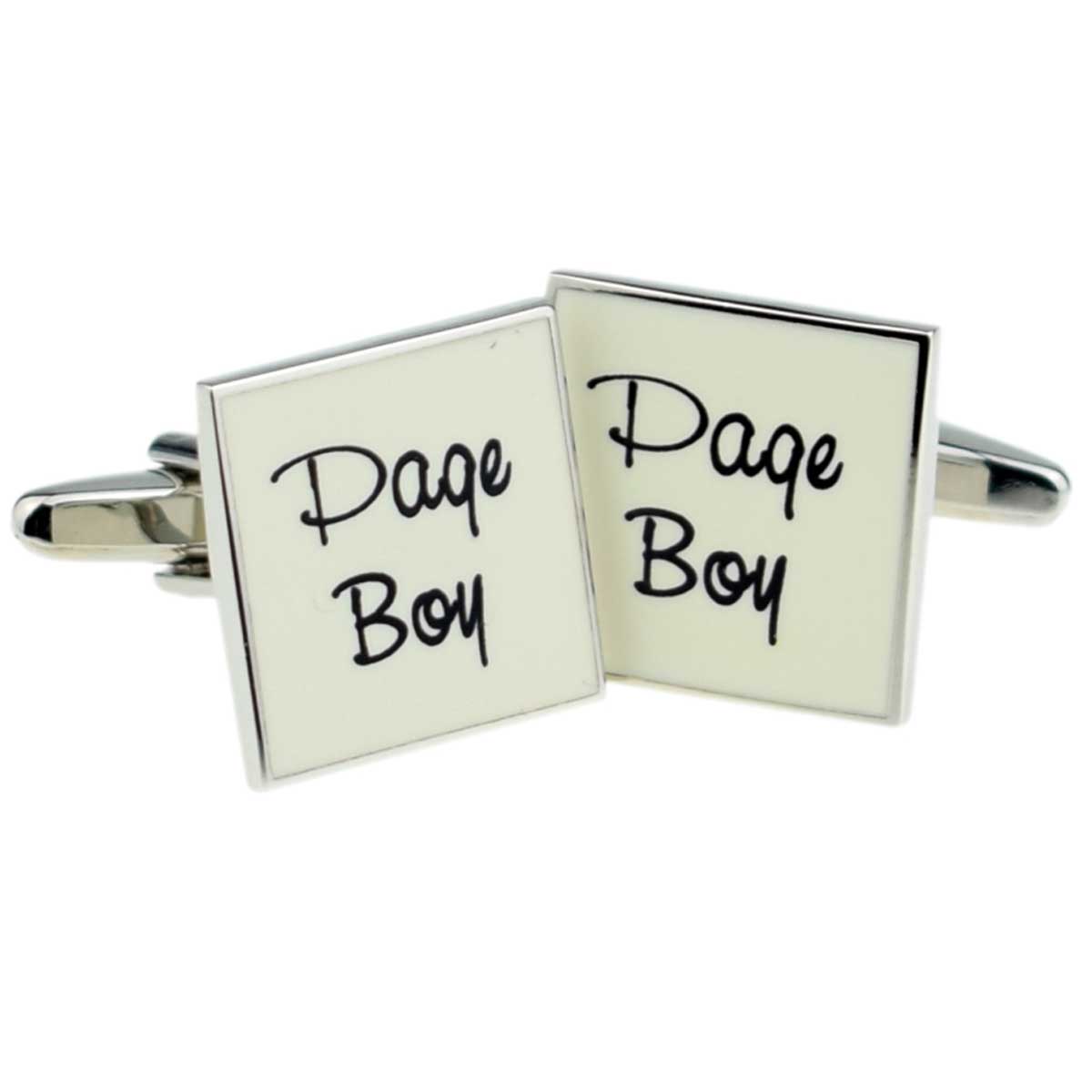 Page Boy Square Cufflinks - White & Silver