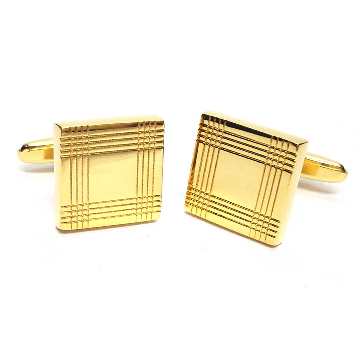 Square Etched Classic Cufflinks - Gold Plated