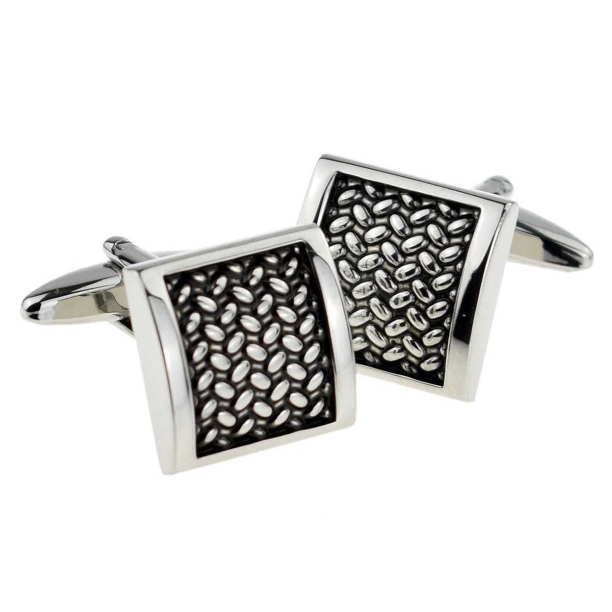 Square Stud Pattern Cufflinks - Silver